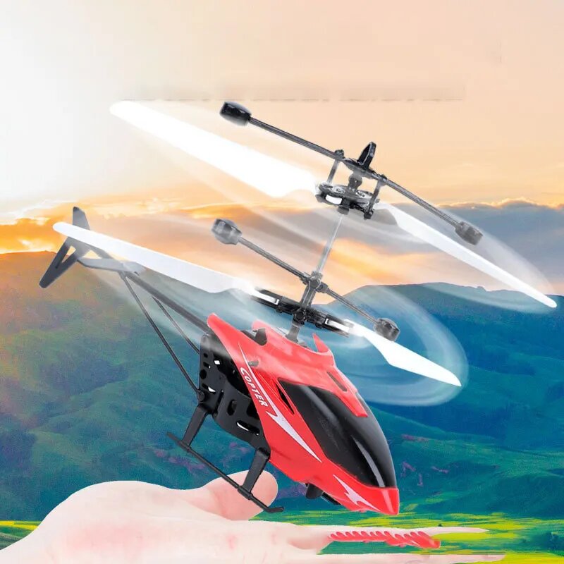2-in-1 Remote Control & Hand Sensor Helicopter Toy with 3D Lights – Rechargeable, Multicolour Flying Toy for Boys & Kids (Indoor & Outdoor Use) (With Remote Control and Without Remote Control)