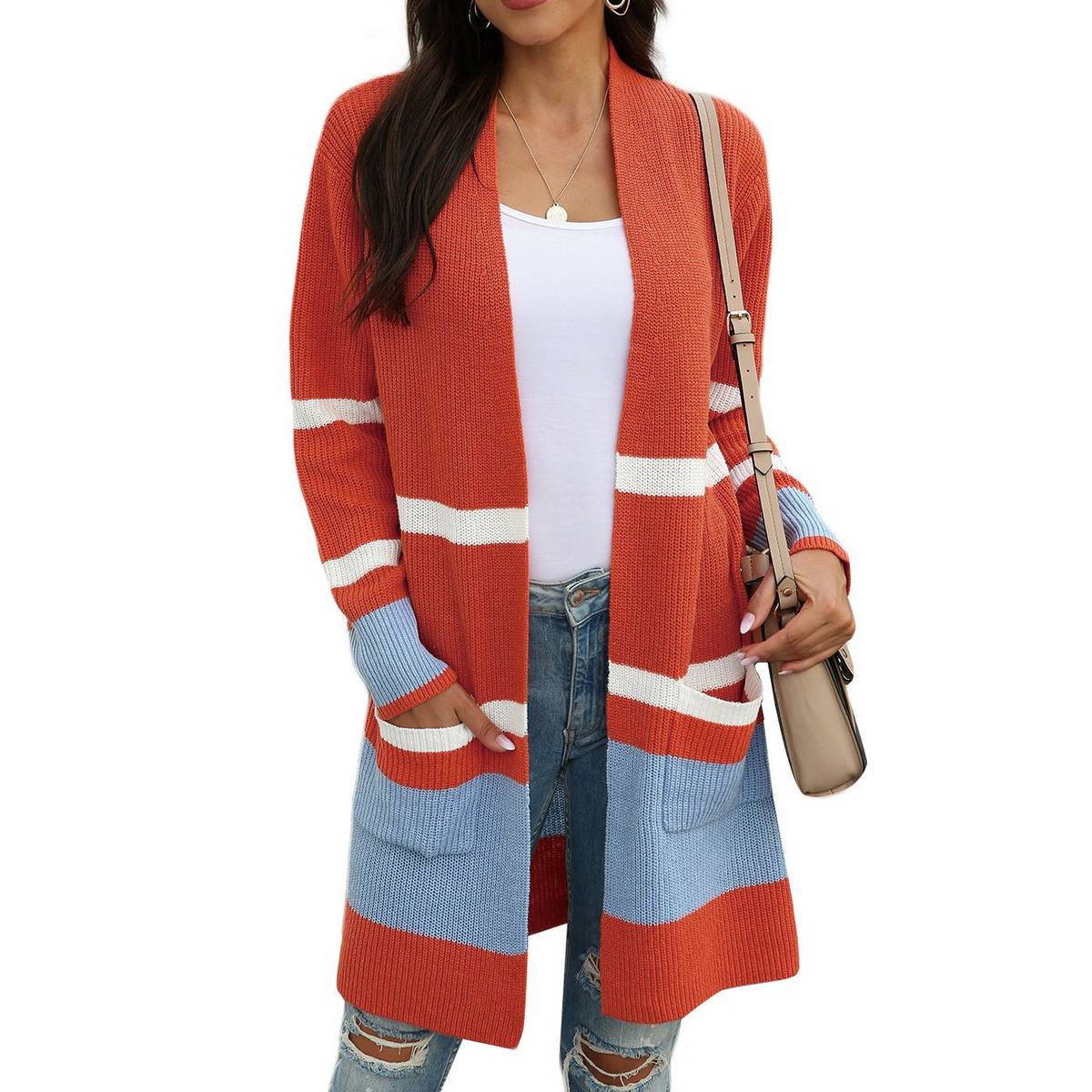long cardigan orange