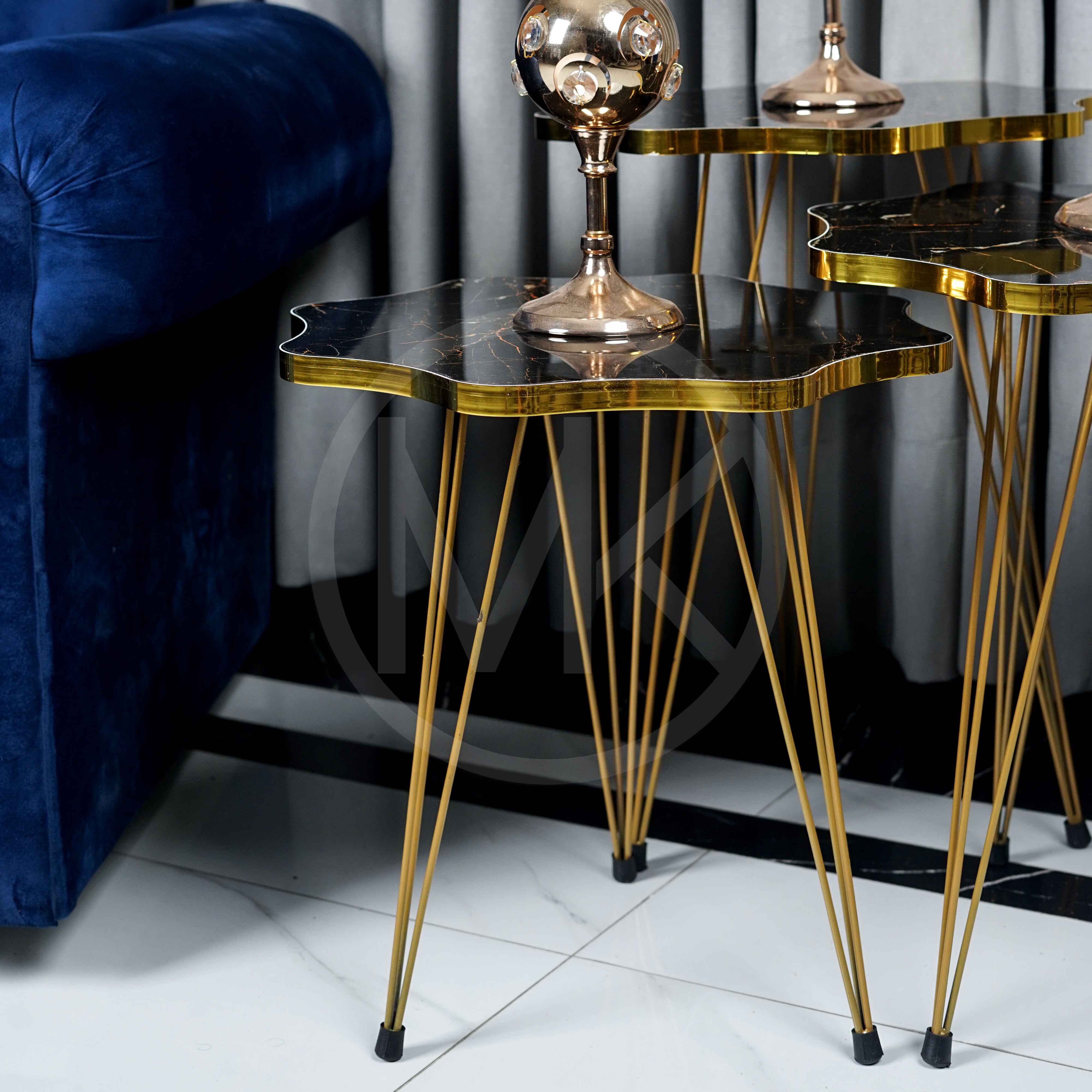New Designee Mdf Wood Daisy Nesting Table With Metal Stand Set of 3 Round table Table Decoration coffee table Daisy coffee table dining table Nesting table set Side Table Coffee Table nesting table Decor - Set Of 3 Side Tables