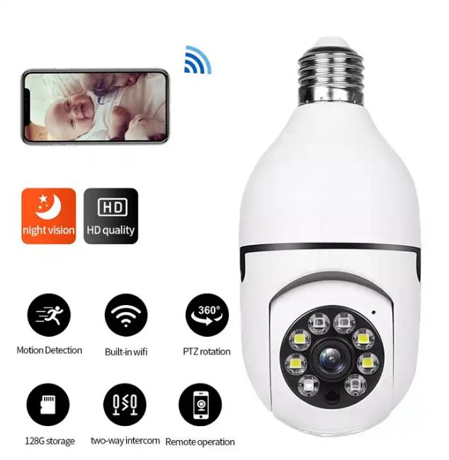 SpeedX Bulb Camera 1080p Wifi 360 Degree Panoramic Night Vision Two