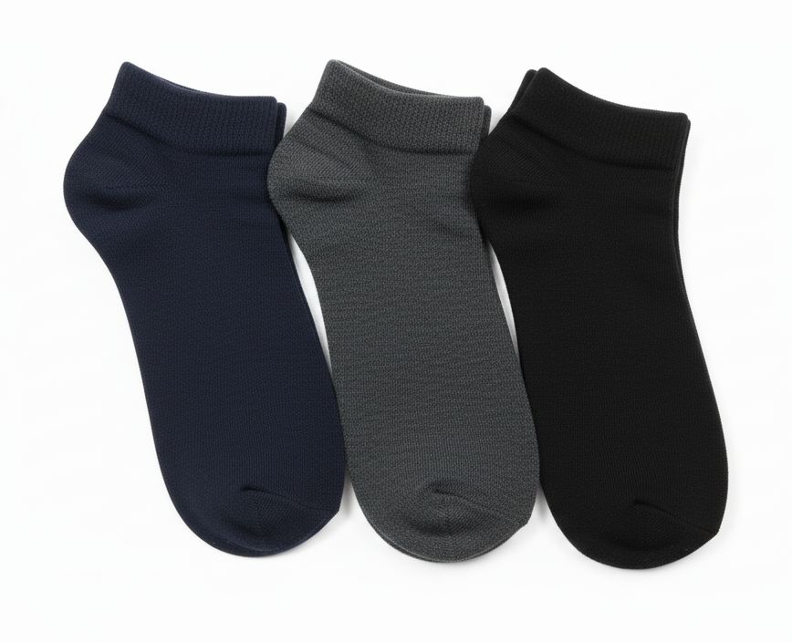 Men Ankle Socks – Pack of 1 / 3 - Plain Solid Cotton Blend Breathable Comfortable Durable Socks – Black, Grey, Navy – Casual, Office, Gym & Sports Daily Wear Stylish Fashion Socks
