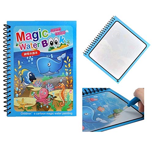 Reusable Magic Water Quick Dry Book Water Coloring Book Doodle with Magic Pen Painting Board for Children Education Drawing Pad Random Design & Assorted Color