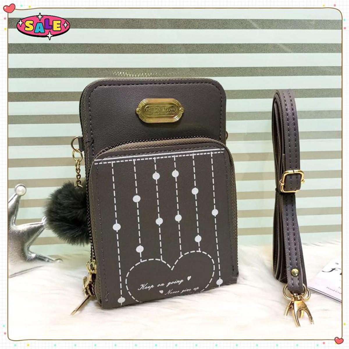Double Zipper Women Crossbody Phone Bag Girls Mobile Wallet With