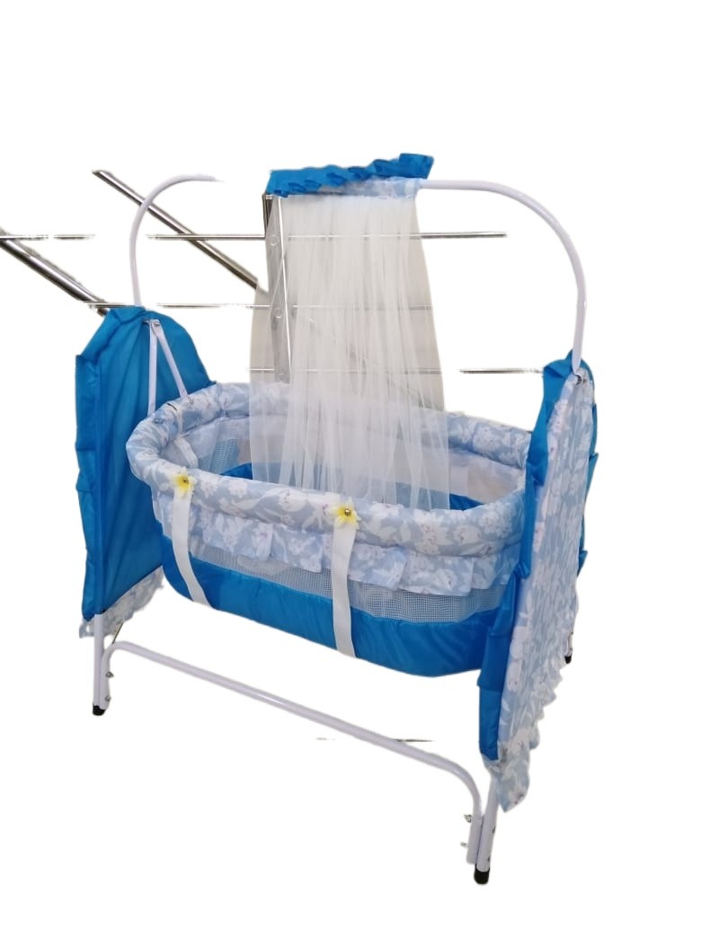 Big Baby Swing Cot & Cradle With Stand Support & Mosquito Net in Random Color