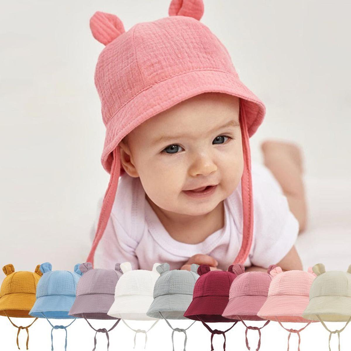 Summer Hat For Baby Boys Girls 1 Year Cute Bear Ear Fisherman Toddler Hat  Soft Cotton Panama Hat Baby Sun Hat 3 6 12 Months