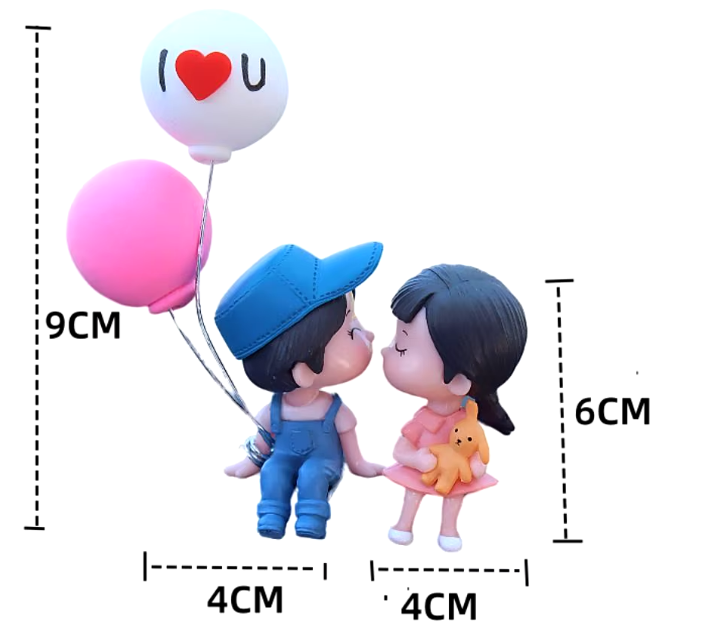 Car Decoration Figure Home Decor Car Ornaments Creative Cartoon Couples Model Toys Cute Resin Kiss Balloon Action Figure Vehicle Automotive Accessories