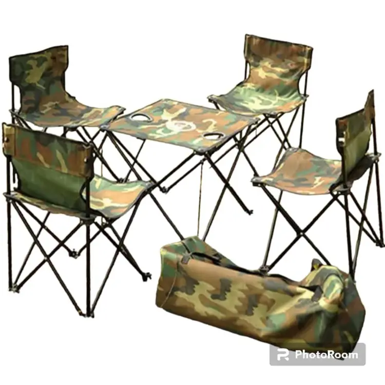 New New Outdoor Portable Folding Table and Chair Set of 5 Camouflage Suit  for Picnic Fishing Party
