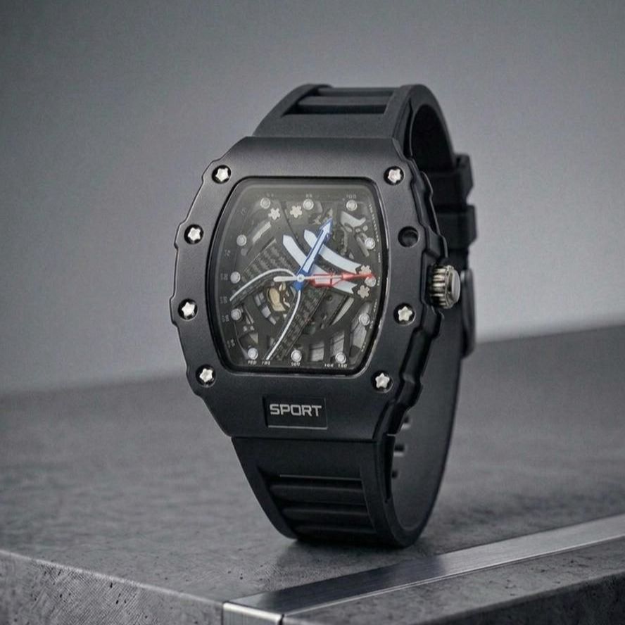 Men's Luxury Tonneau Sports Watch – Mechanical Aesthetic Random Dial Wristwatch for Men & Boys