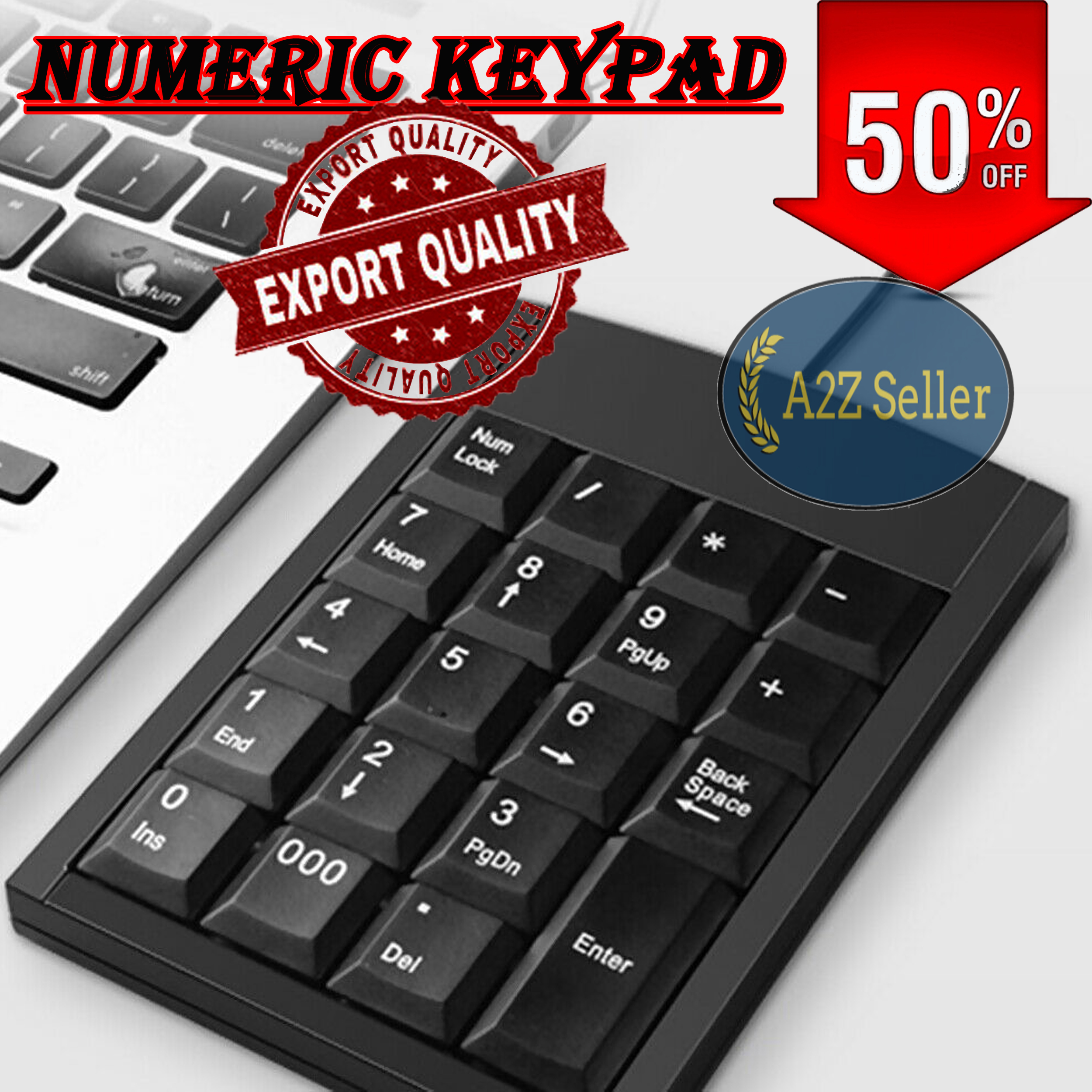 USB Wired Numeric Keypad - High Quality Digital Numbers Numpad - Best Small Numpads For Financial Accounting - Genuine Wire External Num Pad Keypads Keyboards - New Portable Ultra Slim Mini USB Number Keyboard For Desktop PC Laptop