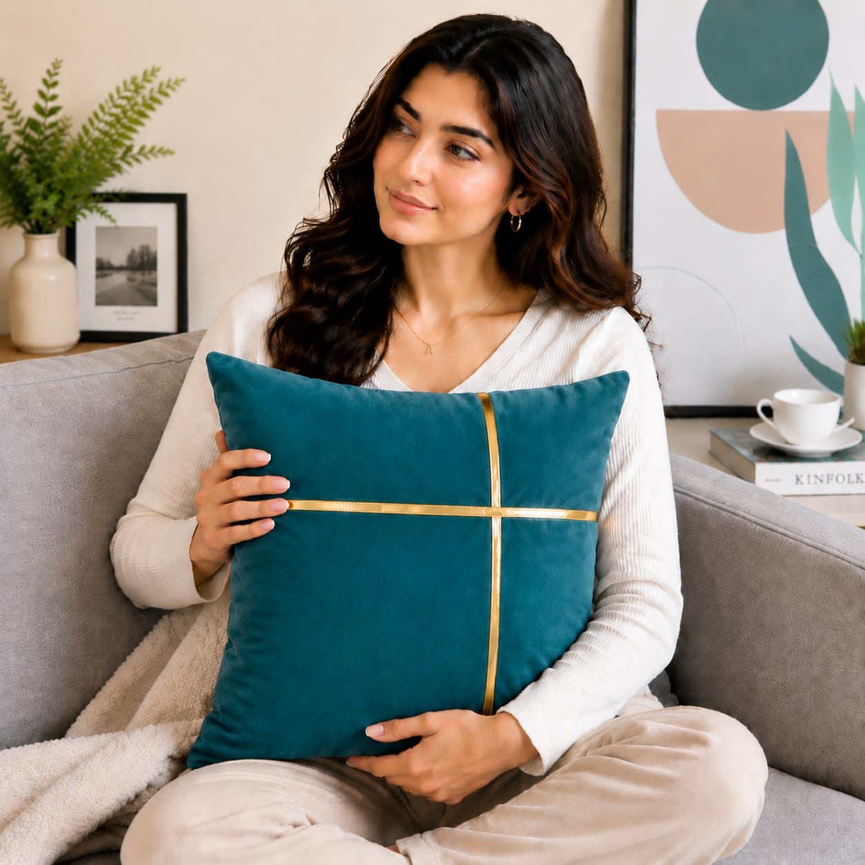 Premium Velvet Golden Stribe Cushion Covers - Elegant Home Decor, Microfiber, Assorted Sizes and Colors