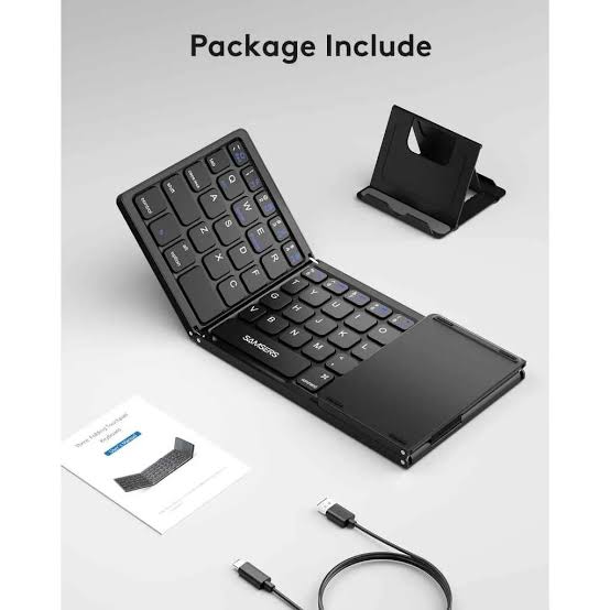 Foldable Bluetooth Keyboard with Touchpad | Wireless Mini Keyboard for Windows Android iOS | Portable Wireless Keyboard with Touchpad | Mini Bluetooth Keyboard for Tablet & Mobile | wireless bluetooth keyboard with touchpad