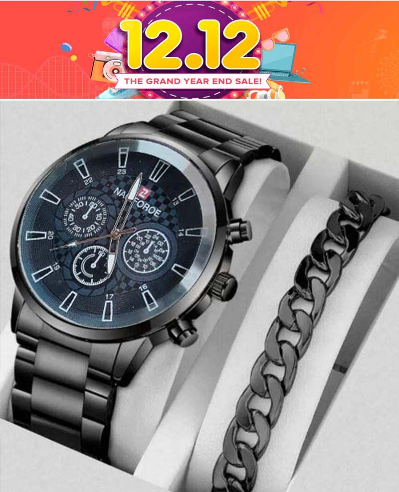 Fashion Mens Stainless Steel Watches Wristwatch Calendar Luminous Clock Men Business Casual Watch