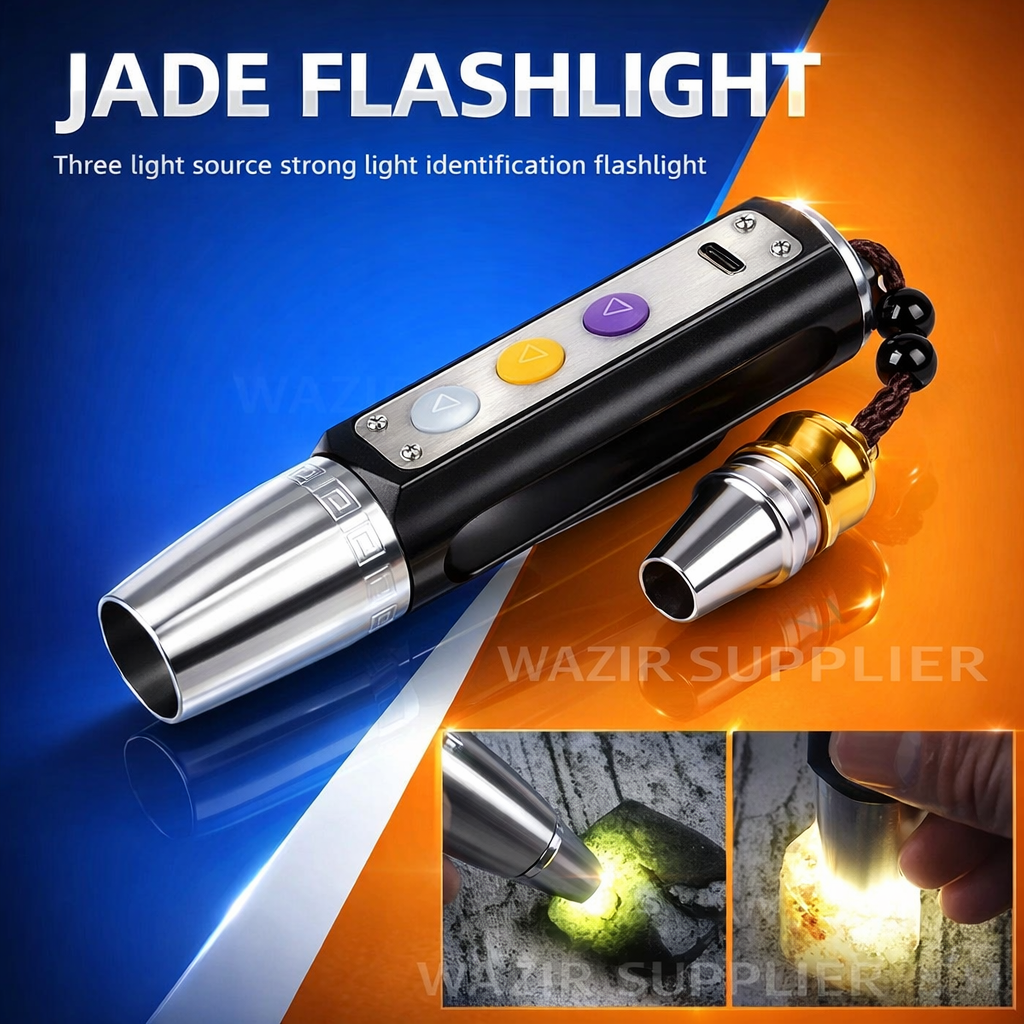 Professional 3-in-1 Rechargeable UV Light for Jade Gemstone Identification Light White Yellow LED Lights USB Type Aluminum Alloy, High Power Gemmologist’s for Sorting Gemstones, Diamonds, Stones, Jade Jewelry Gem Amber and Other General Uses