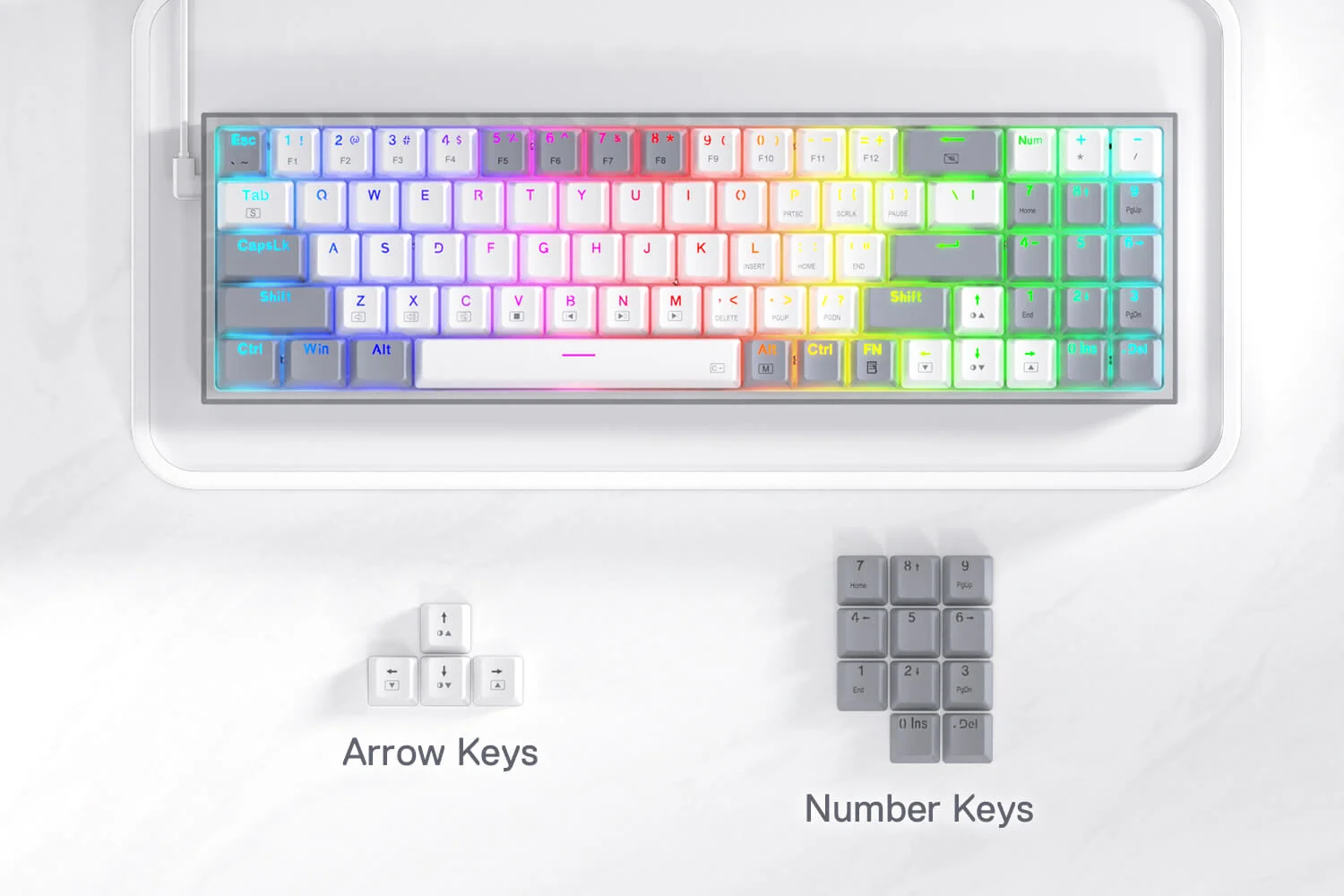 Redragon K628 POLLUX 75% Wired Mechanical Gaming Keyboard RGB with Extra Full Set of Keycaps 78 Keys 17 9951d6fb760416263cbc9e10164f2b47