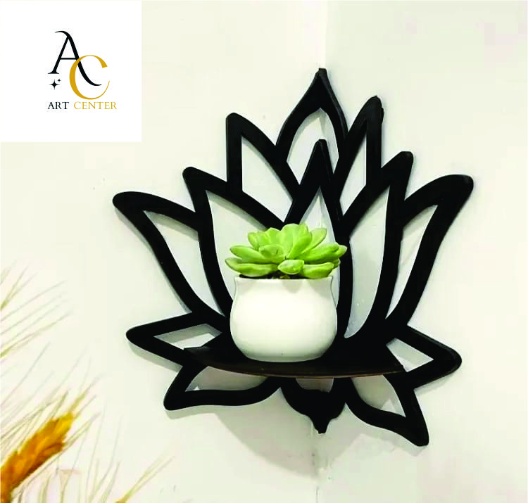 Lotus-Shaped Wooden Wall Shelf, Modern Home Decoration for Plants and Candles