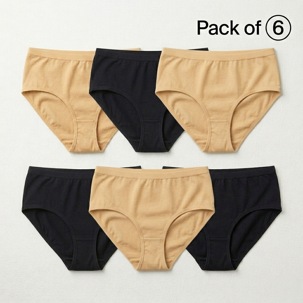Pack of 6 Panties Soft Cotton Underwear Panties For Women & Girls Cotton Panties Panty For Girl Panty For Women Ladies Undergarments For women - Non Period Panties - Panties For Girls - Panties For Women Dress Panties price in Pakistan