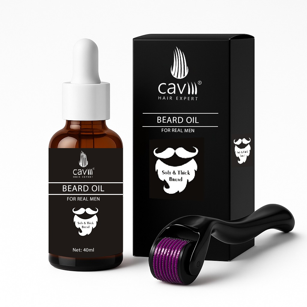 Caviii Beard Oil for hair regrowth with free Derma roller 0.5mm