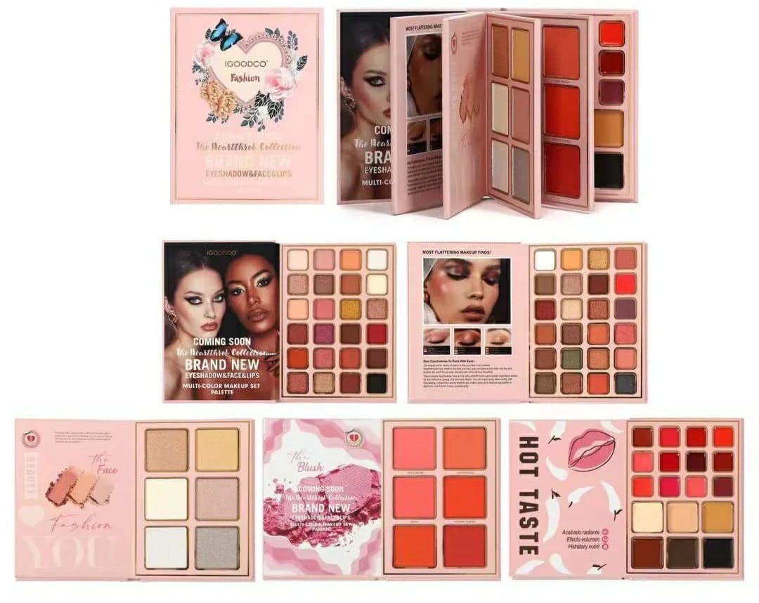 All in1 Book-Style Foldable Makeup Palette Set | Portable & Long-Lasting | Contour Blush Highlight Eyeshadow, Suitable for Multiple Skin Tones & Makeup Looks All In One MakeupBook (Fashion)