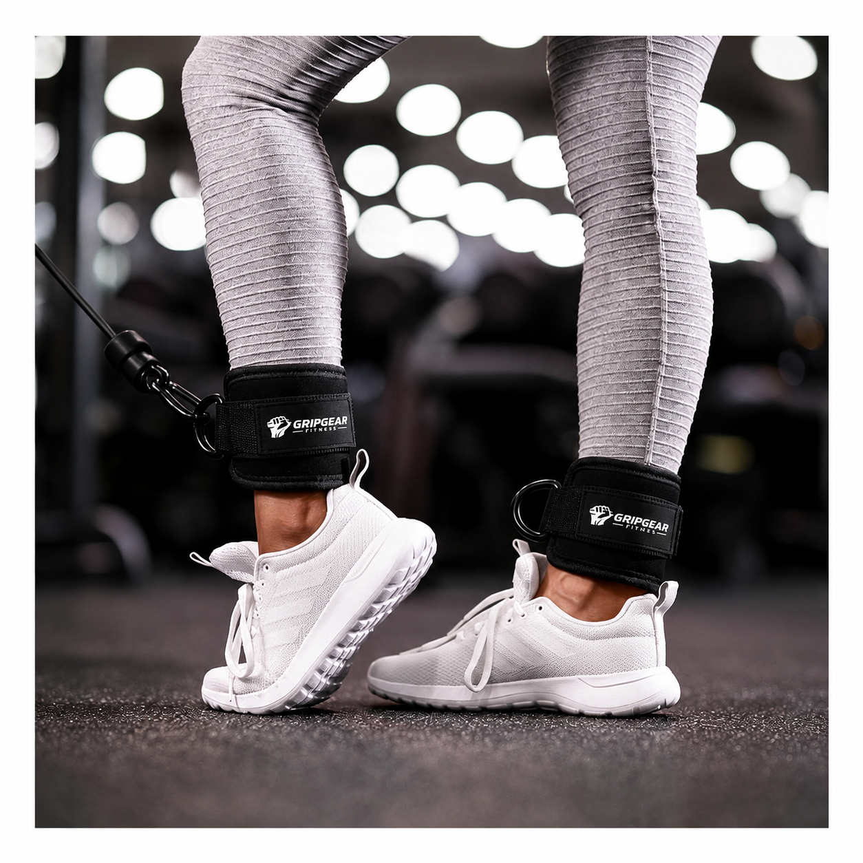 Adjustable Padded Ankle Strap for Gym Cable Machine, Double D Ring Ankle Cuff for Cable Kickbacks, Glute Workout, Leg Exercise, Hip Abduction and Lower Body Training for Men and Women, Soft Neoprene Support, Home Gym Accessory,