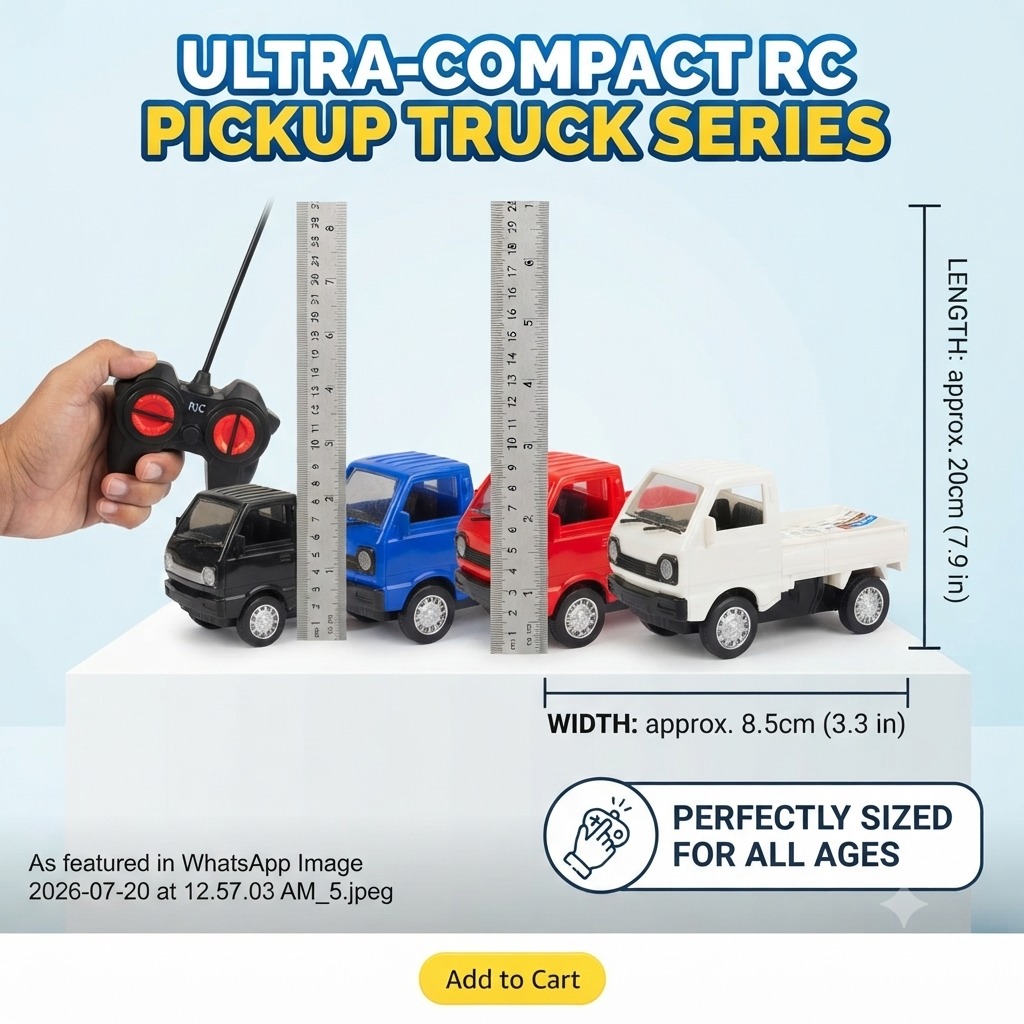 KIDDO KASTLE - RC Mini Suzuki Pickup Truck 1:32 Scale | 2.4GHz Remote Control Off-Road Drift & Climbing Truck with LED Lights | RC Racing Vehicle Toy for Kids Age 5+ | Assorted Colors
