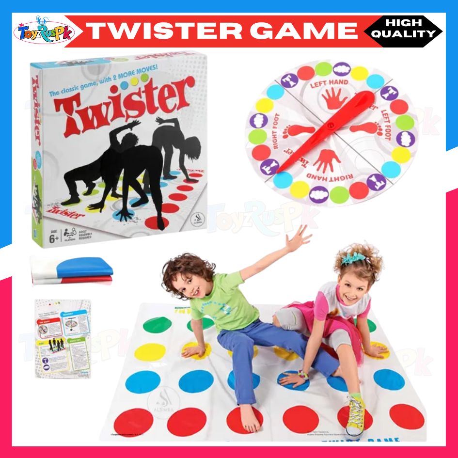 Family Party Game Twister Games Indoor Outdoor Toys Game Twisting The Body For Children Adult Sports Interactive Group Aids | Twister Classic Fun Body Movement Board Game For All Ages | Twister Board Game for 6+ Ages | Mat Size Approx 64inches | ToyzRusPk