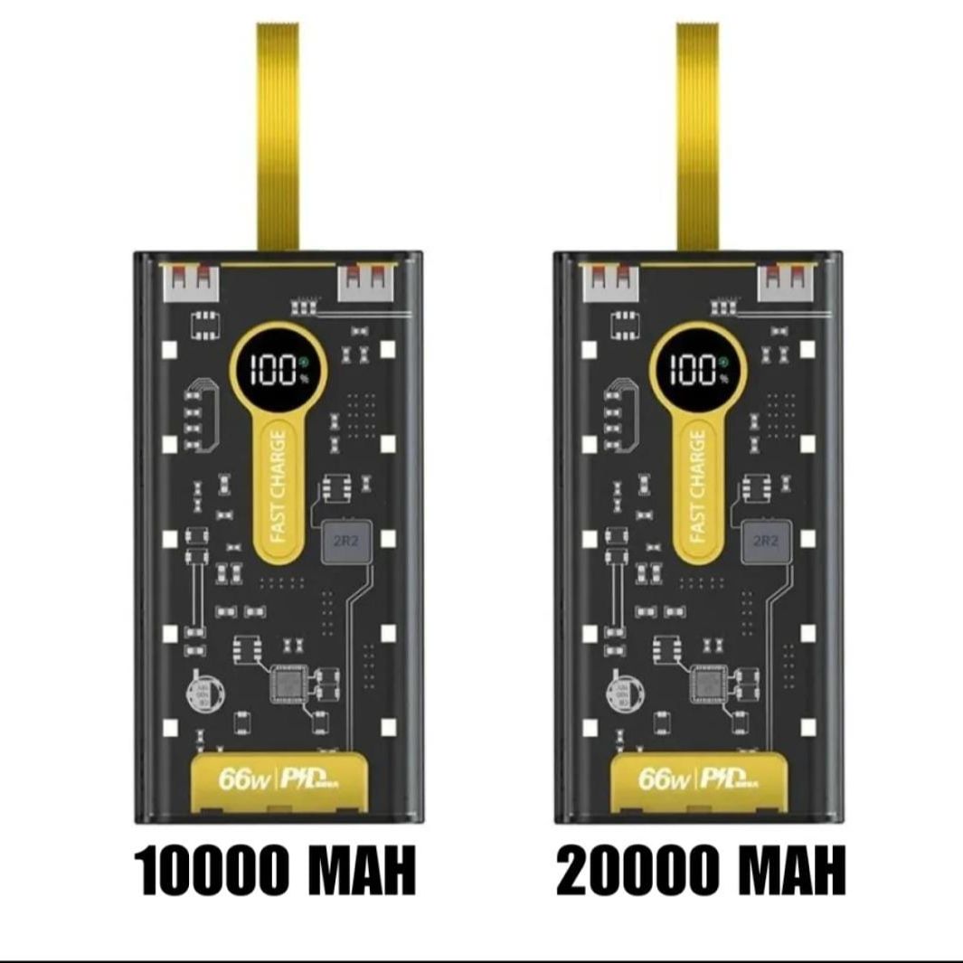 20000 MAH 66W FAST CHARGING TRANSPARENT POWER BANK-POWER BANK FOR ANDROID -Fast charging power bank-Transparent power bank-Portable 66W power bank-Mini fast charging power bank-Large capacity power bank-Power bank-Led Crystal display power bank.