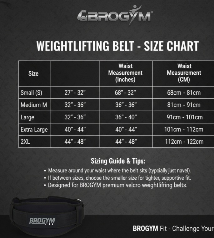 BROGYM FIT Weight Lifting Belt for Gym | Adjustable Back Support Belt | Heavy Duty Powerlifting Belt | Squat, Deadlift & Workout Training Belt