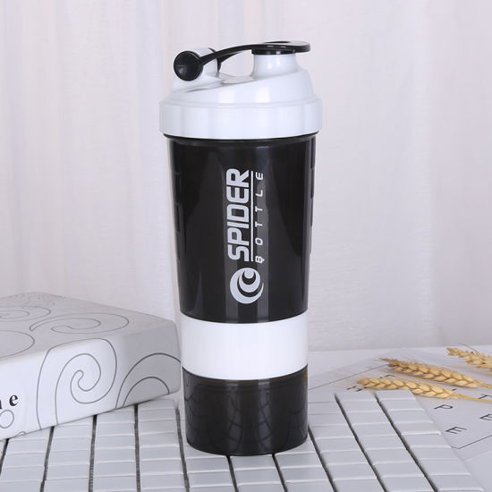 Spider Protein Shaker Bottles 3 in 1 with two storage Cups and Compartment