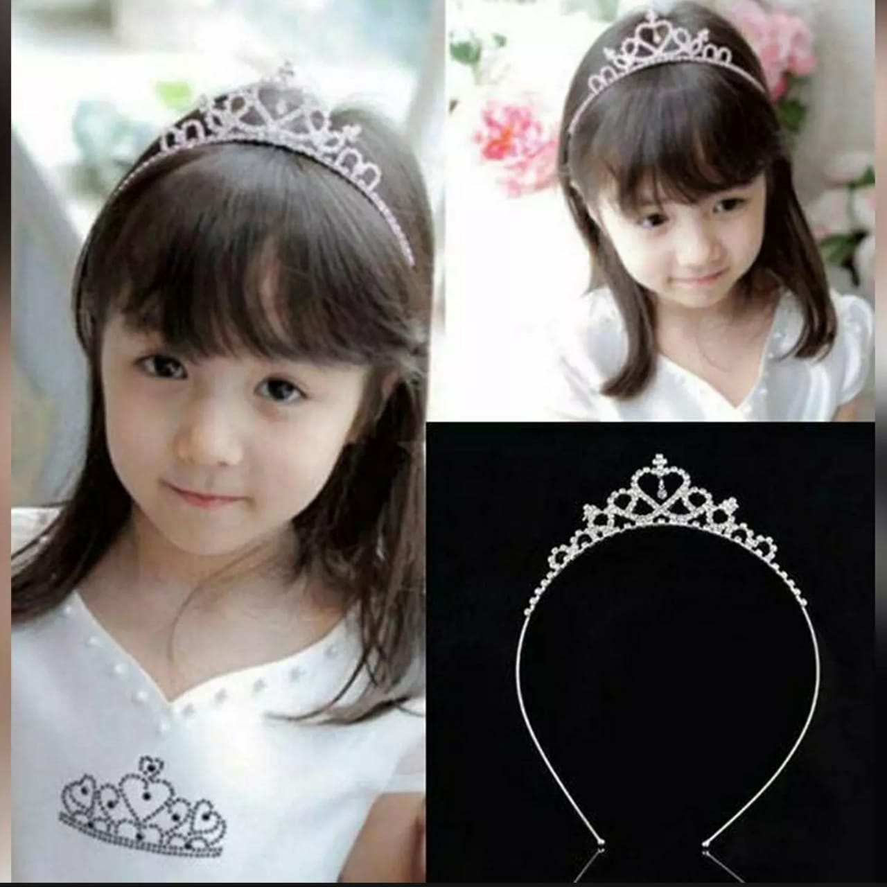Crown Taj Headband Girls Rhinestone Wedding Hair Jewelry