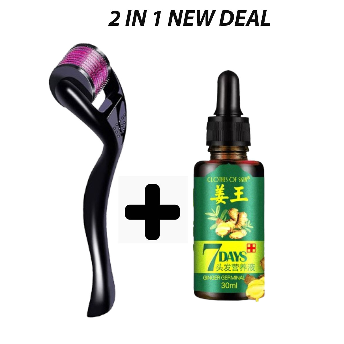 7 Days Hair Growth serum with Derma Roller With 540 Micro Needle Skin Therapy 0.50mm Natural Hair Treatment Effective Fast Growth Hair Care
