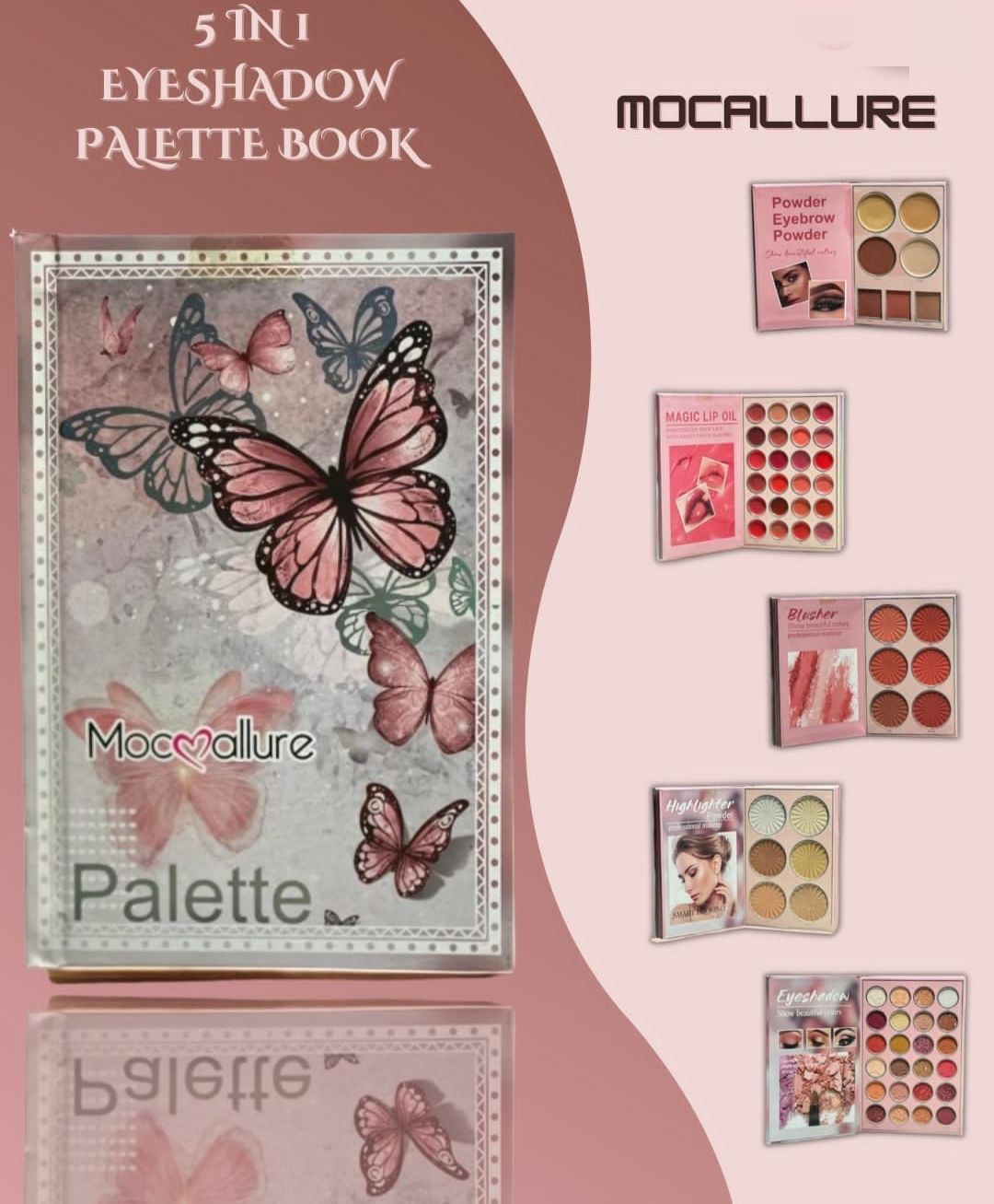 Mocallure Butterfly 5 Pages Book Kit – Eyeshadow, Blusher, Highlighter, Lipstick & Makeup Palette