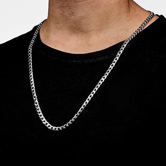 Silver Sterling Cuban Chain for Men Boys Neck Chain