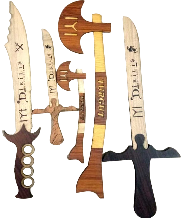 PACK OF 5 IYI Ertugrul Sword Toy and Turgut Kulhara, Ertugrul Ghazi Toy, Collection Toys, Action Toys-Ertugrul Sword-Toy for Kids,Ertugrul Talwar,Ertugrul Knife, Ertugrul Fighting Knife- Large Size Ertugul Knife & Kulhara, Ertugrul Toys IYI