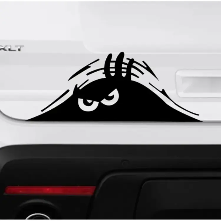 Peeking Monster vinyl sticker, Funny Car Decal