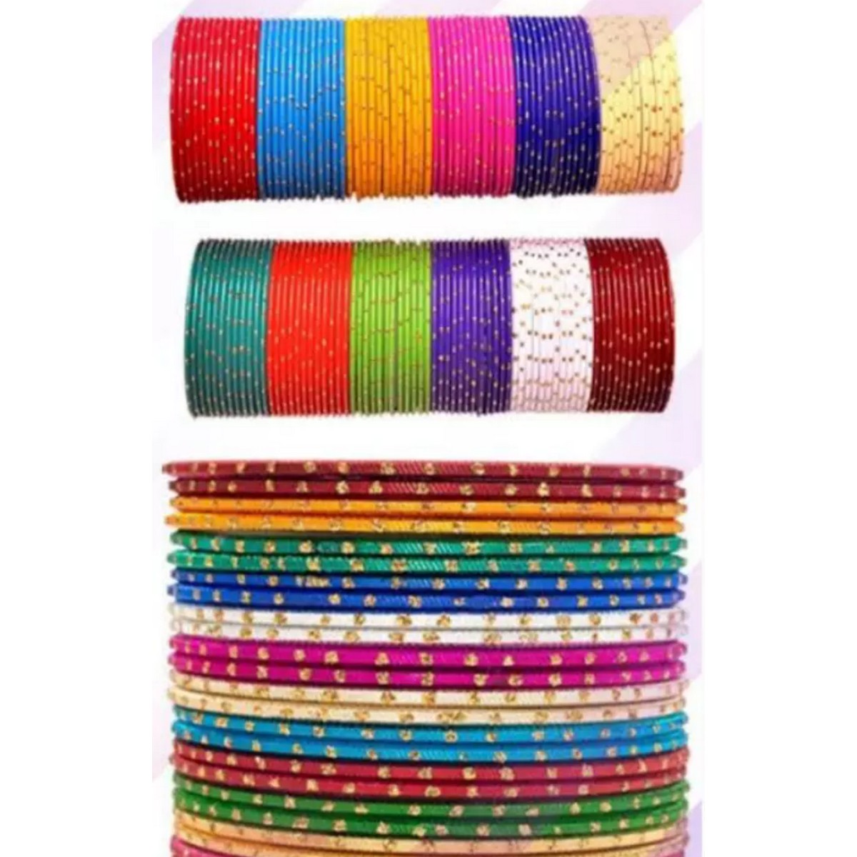 Bangles For Girl Multicolor Doted Design Pack Of 36