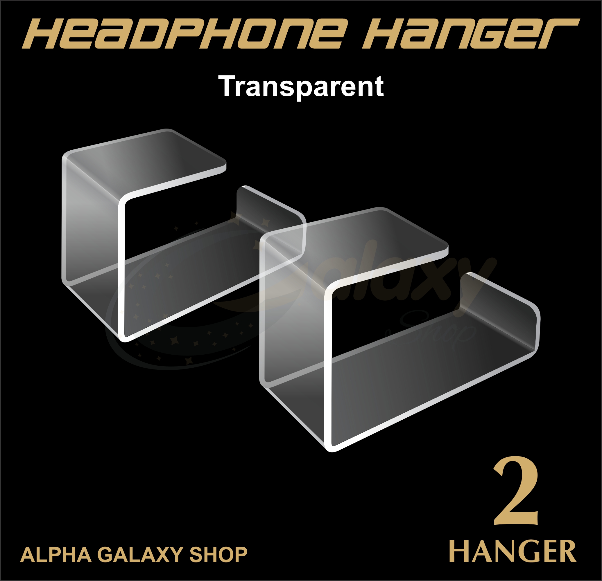 Acrylic Headphone Hanger Wall or Desk Mount Headphone Holder Organizer Transparent Black White