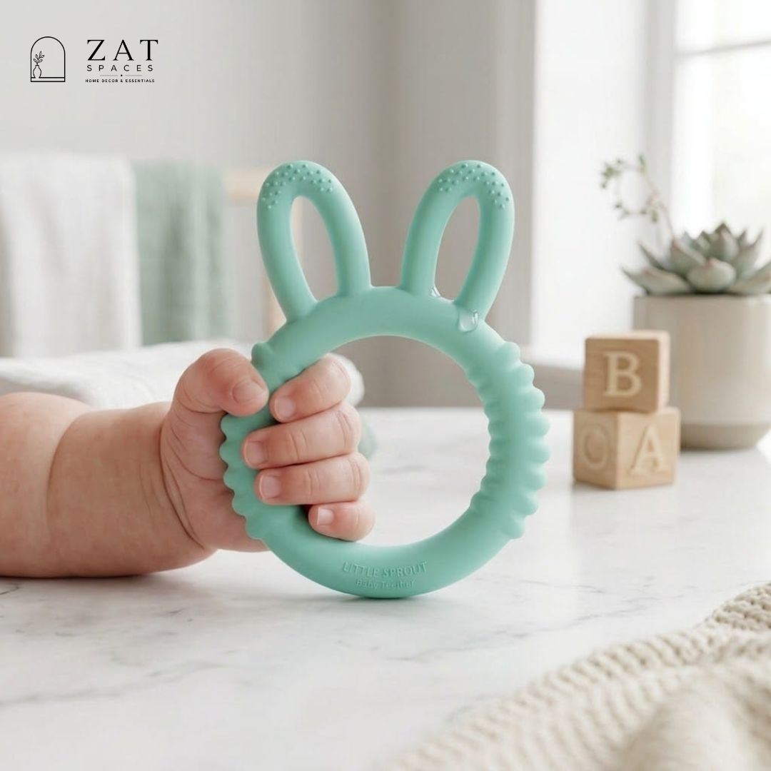 Baby Teether | Silicone Baby Teething Toy | BPA Free Food Grade Silicone Teether | Soft Chew Toy for Babies 3+ Months | Baby Teething Ring | ZAT Spaces