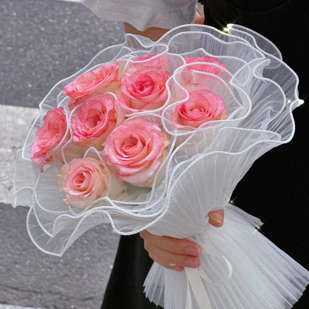 Papier Emballage Fleurs 4m - Maille Perlée Blanche Pour Bouquets DIY | Décoration Mariage