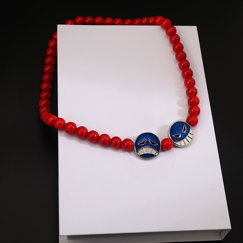 Anime One Piece Portgas D Ace Luffy Red Beads Necklace Bracelet