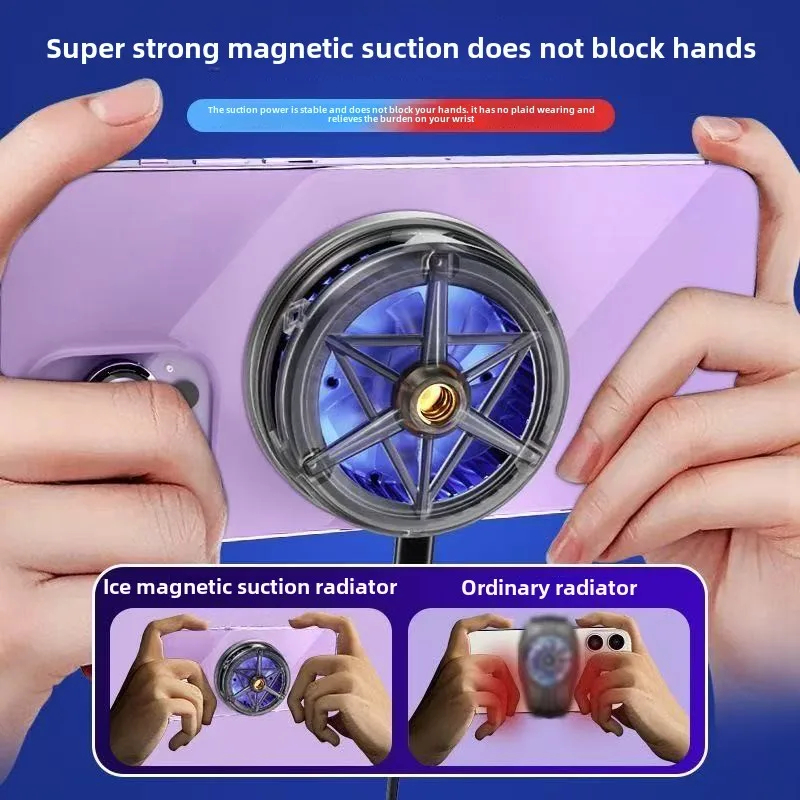 S6 Magnetic Semiconductor Phone Cooler Mobile Cooling Fan Phone Radiator Fan Portable Mobile Phone Cooling Fan Game Cooler For Tablet & Phones For PUBG Phone Cooler System Heat Sink Controller