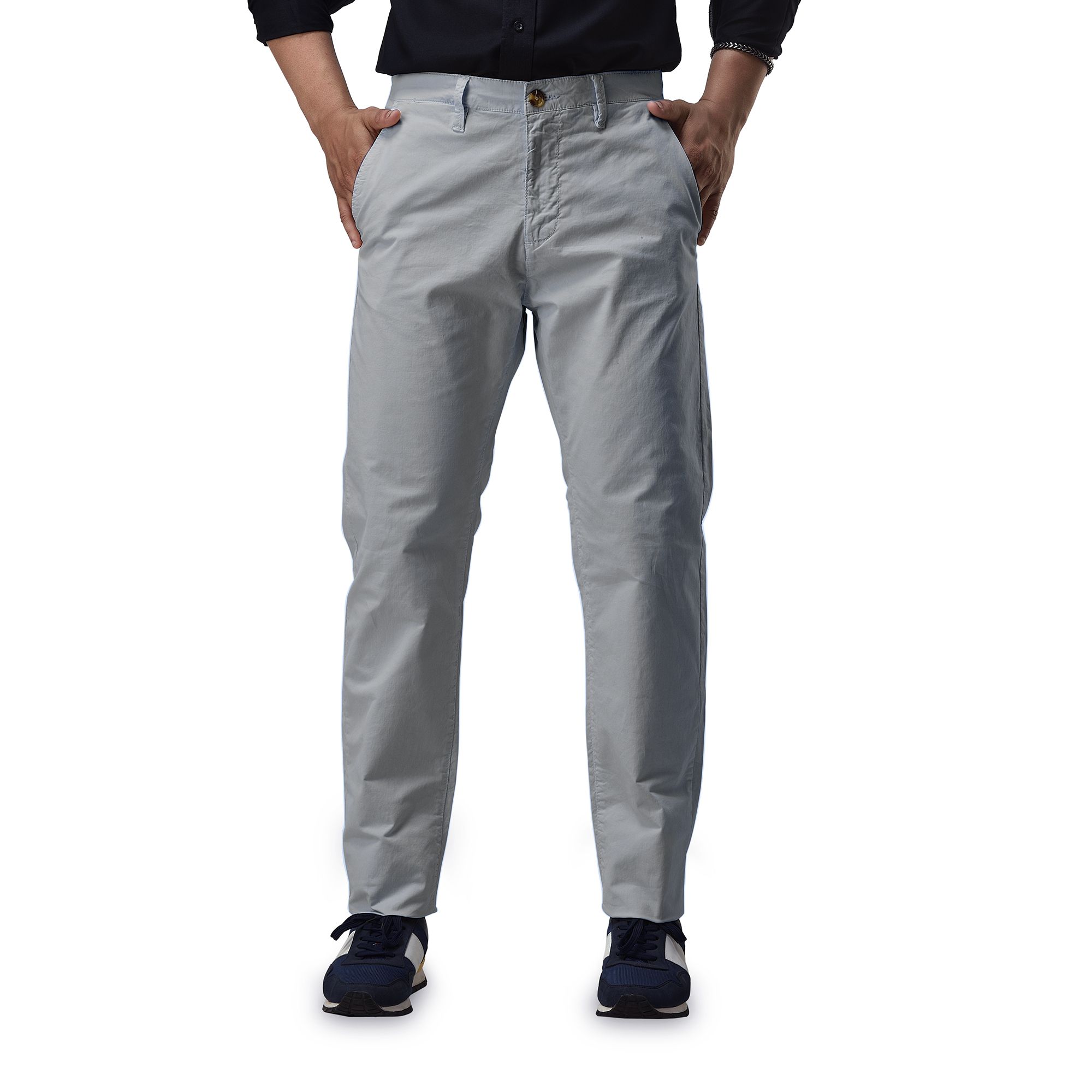 Men's Stretchable Chino Pants Full Length Regular Fit in Solid Colors