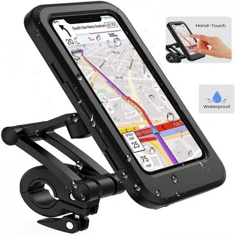 Waterproof Bike Phone Holder 360° Rotation | Universal Handlebar Mobile Mount for Bicycle & Motorcycle | Anti-Shock GPS Phone Stand for Riding, Cycling & Motorbike Accessories