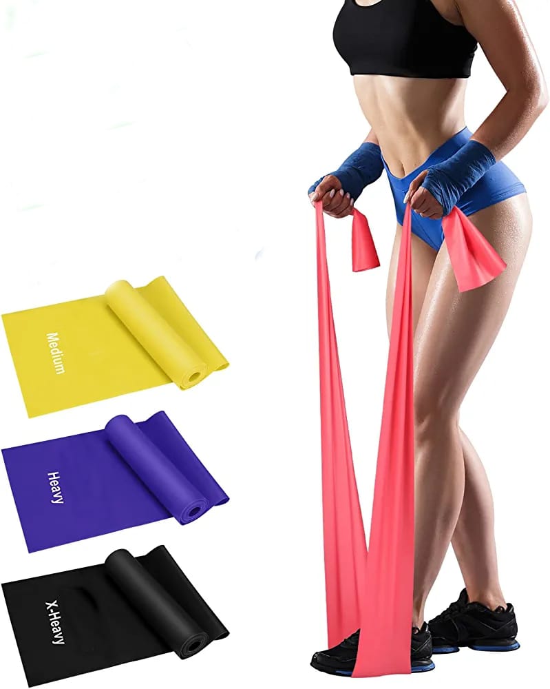Resistance Band Set,3 Pack Latex Exercise Bands with 3 Levels, Skin-Friendly Elastic Workout Bands for Core Exercise, Physical Therapy, Yoga, Pilate (3)