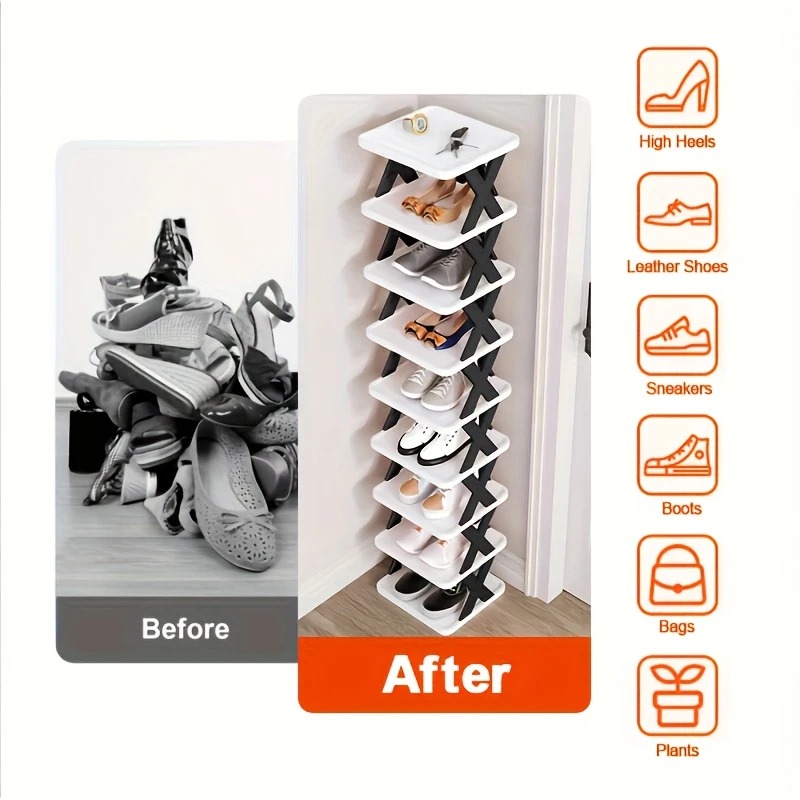 YES TO DECOR  Multi-Layer Versatile Shoe Organizer Rack – Stackable & Space-Saving Organizer for Shoes, Kitchen, Bedroom, Lounge & Closet – Durable & Portable Storage Shelf, Easy Assembly, Ideal for Home & Office.
