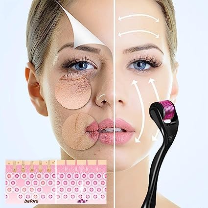 2 IN 1 Derma Roller With 540 Micro Needle Skin Therapy 0.5mm Natural Hair Treatment Effective Fast Growth Hair Care With 7 Days Hair Growth serum .