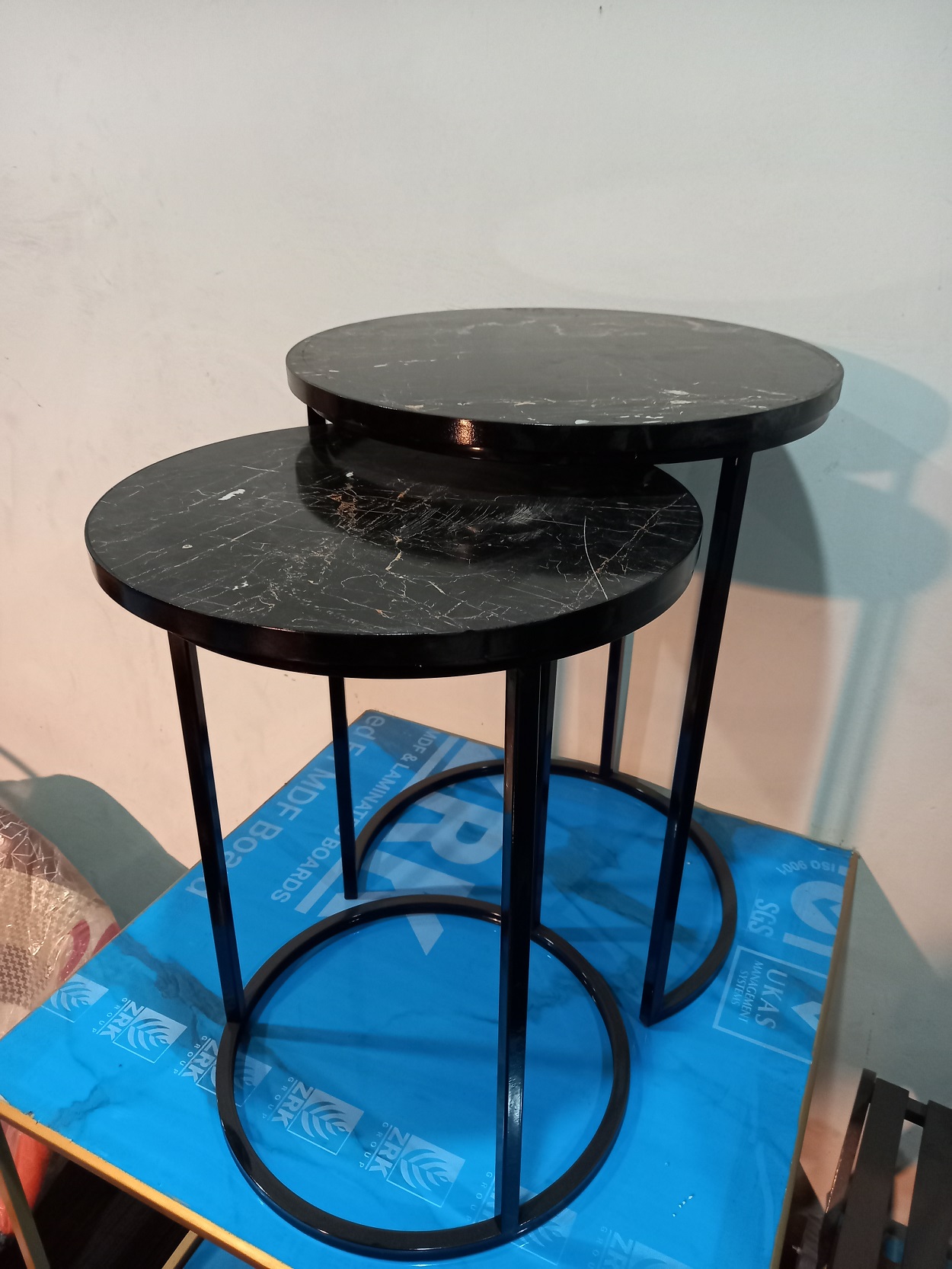 nesting table side table for living room wooden marble texture powder ...