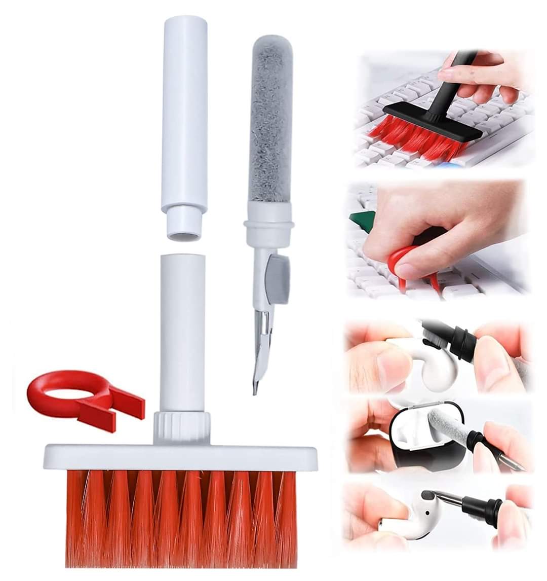 Multi-Function Soft 5 in 1 Gadget Cleaner Mobile Phone Handfree Bluetooth Earphones Headphones Laptop Camera Lens Cleaning Tool Kit Key-Cap Puller for PC Keyboard Computer Flocking Sponge For Airpods Earbuds Case Cover Corner Gap Duster Grove Dust Remover price in Pakistan