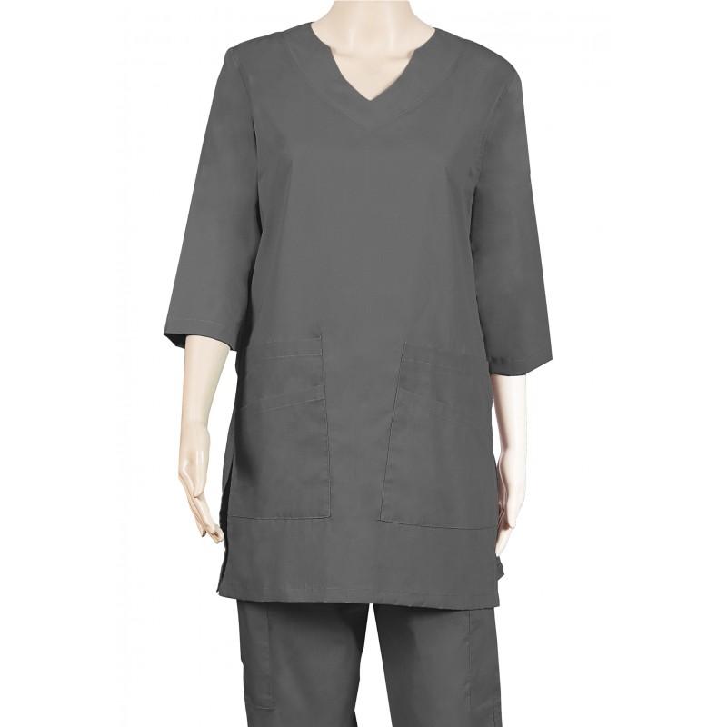Women OT uniform nursing dress medical scrub curve neck Grey | Daraz.pk