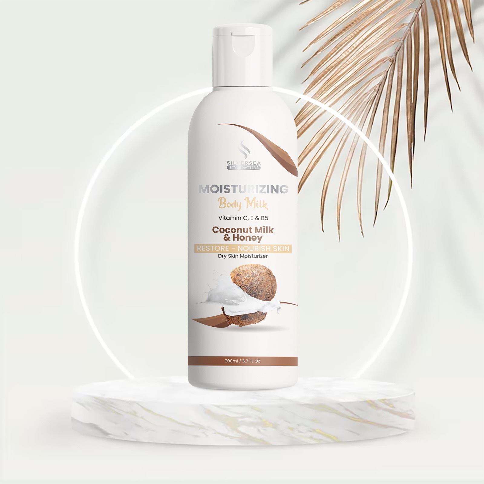 SilverSea Coconut Milk and Honey Body Milk,  Hands and Body Lotion for Nourishing, Silky-Smooth Skin, Natural Skin Care, Best moisturizer for dry skin, 250ml