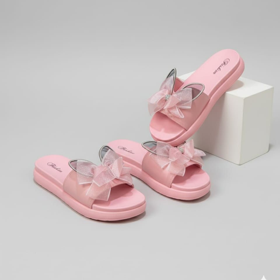 PVR Women Fashion Slippers with Big Bow | Soft Sole Comfortable Indoor & Outdoor Slides